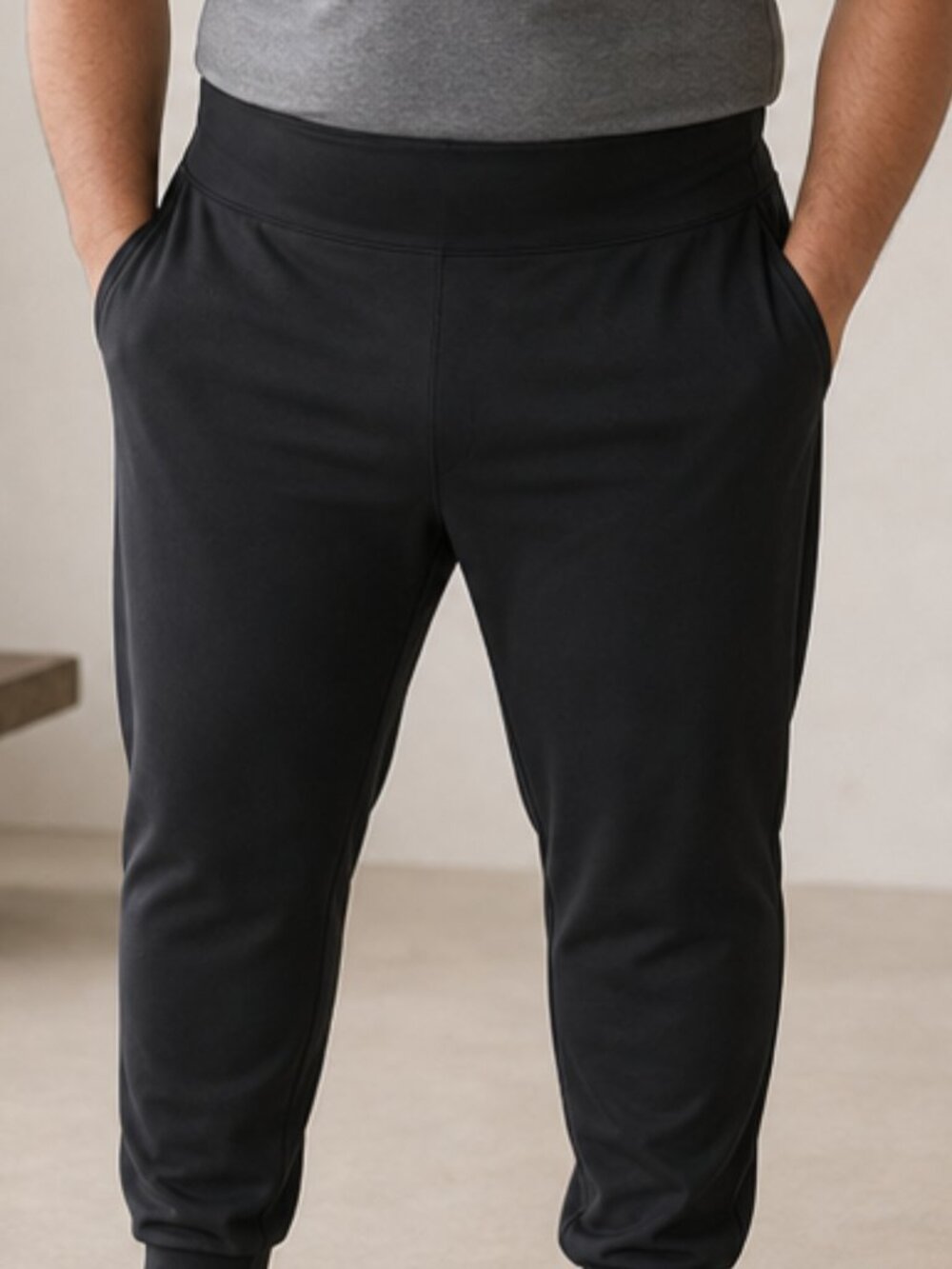 Men with Control Casual Comfy 3X Black Jogger Stretch Pants